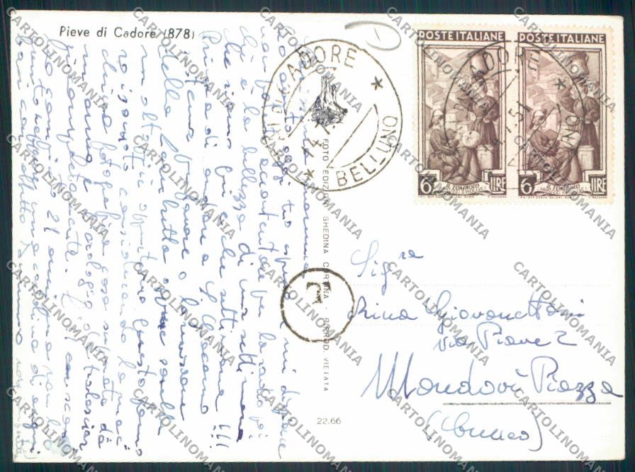 Belluno Pieve Cadore Corriera Foto FG cartolina MV4620 – retro