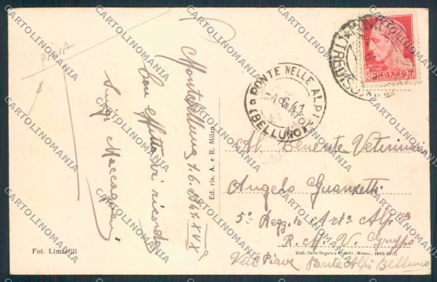 Treviso Montebelluna PIEGA cartolina MV4932 – retro