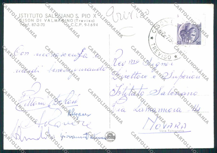 Treviso Cison di Valmarino ADESIVO Foto FG cartolina MV4991 – retro
