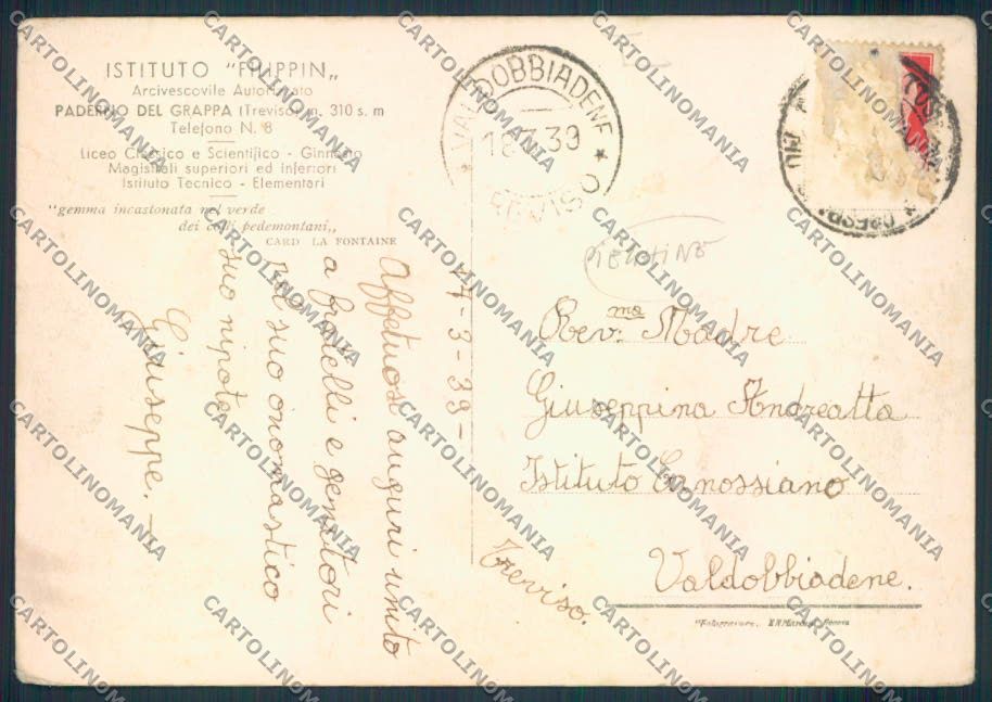 Treviso Paderno del Grappa PIEGHINE FG cartolina MV5001 – retro