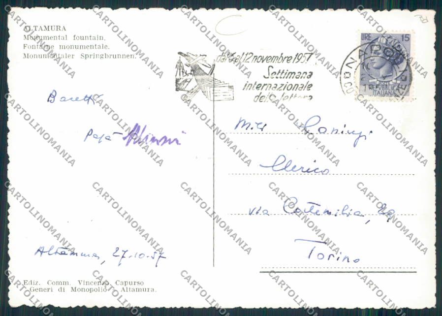 Bari Altamura Foto FG cartolina MV5134 – retro