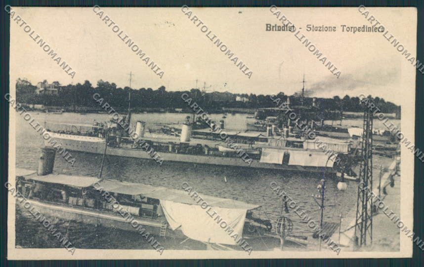 Brindisi Stazione Torpediniere PIEGA cartolina MV5192 – fronte