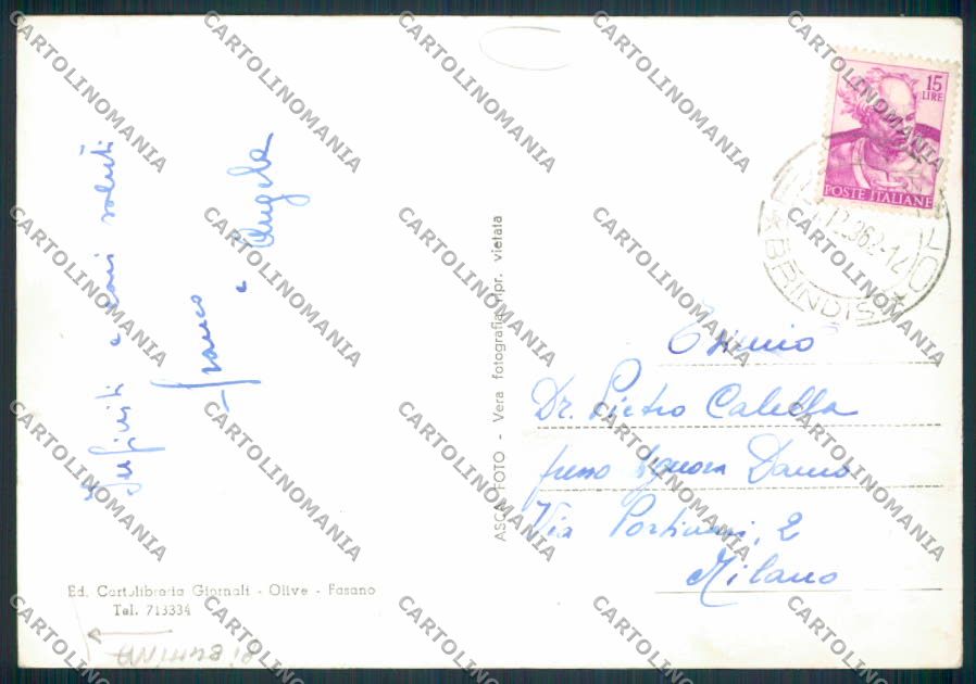 Brindisi Selva di Fasano PIEGHINE Foto FG cartolina MV5233 – retro