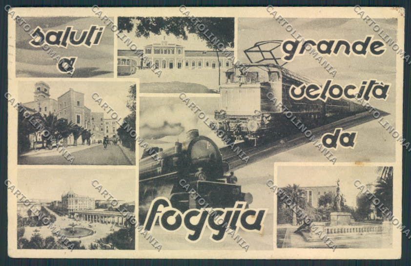 Foggia Saluti Grande Velocità Treno cartolina MV5297 – fronte