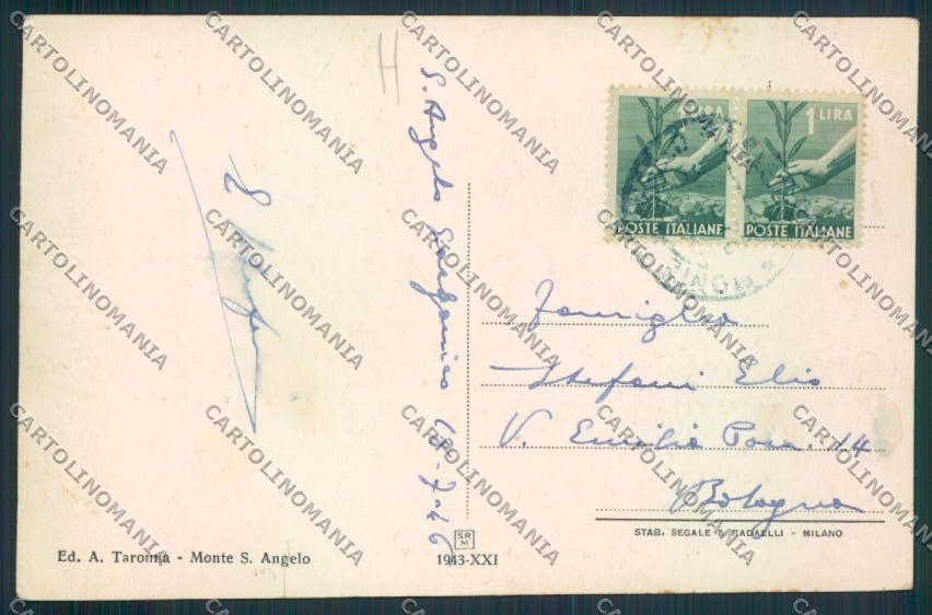 Foggia Monte Sant'Angelo STRAPPO cartolina MV5344 – retro