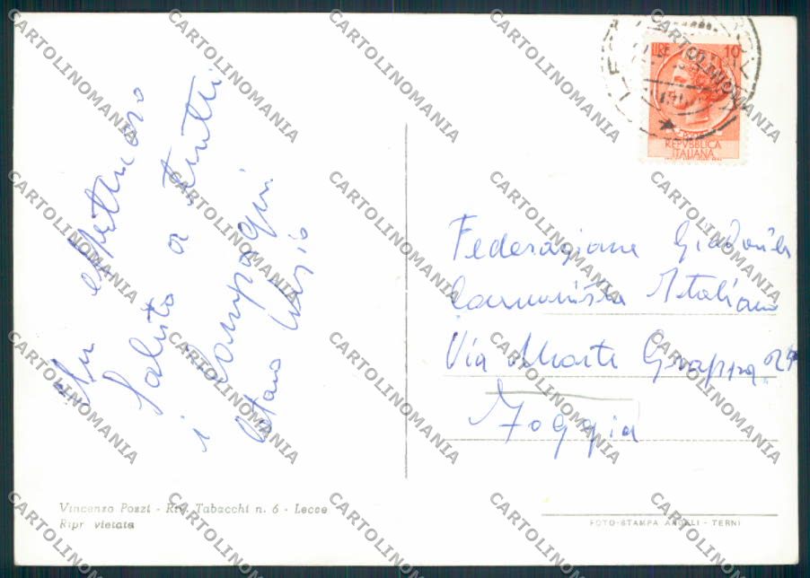 Lecce Città Foto FG cartolina MV5435 – retro