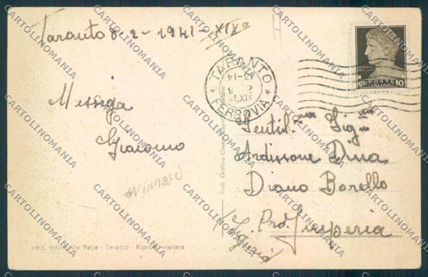 Taranto Città PIEGHINA cartolina MV5506 – retro