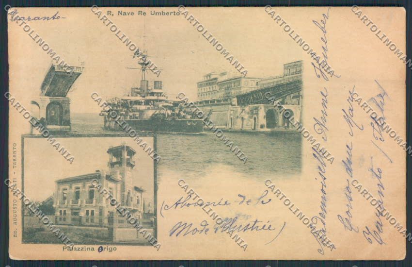 Taranto Città PIEGHINA Nave Re Umberto cartolina MV5510 – fronte