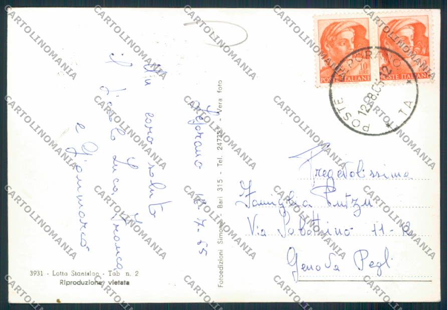 Taranto Pulsano Foto FG cartolina MV5564 – retro
