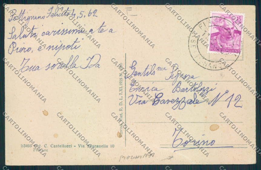 Firenze Settignano PIEGHINA cartolina MV5731 – retro