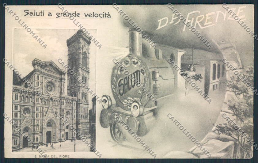 Firenze Saluti grande velocità Treno cartolina MV5818 – fronte