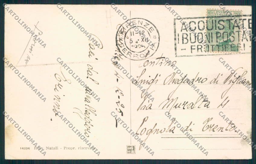 Firenze Città Caserma PIEGHINE cartolina MV5830 – retro