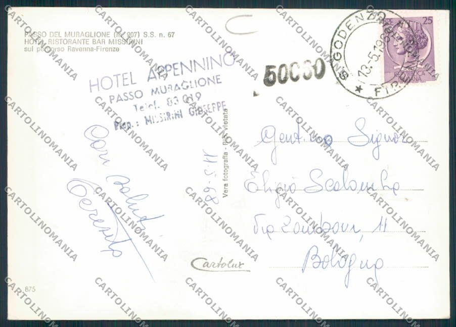 Firenze Passo Muraglione ADESIVO Foto FG cartolina MV5930 – retro