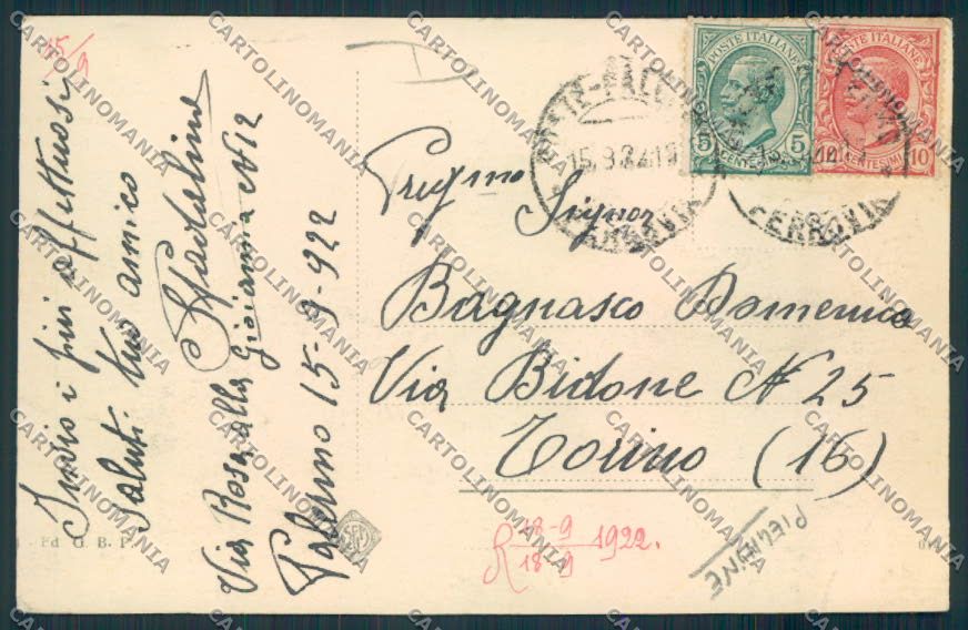Palermo Città PIEGHINE cartolina MV6103 – retro
