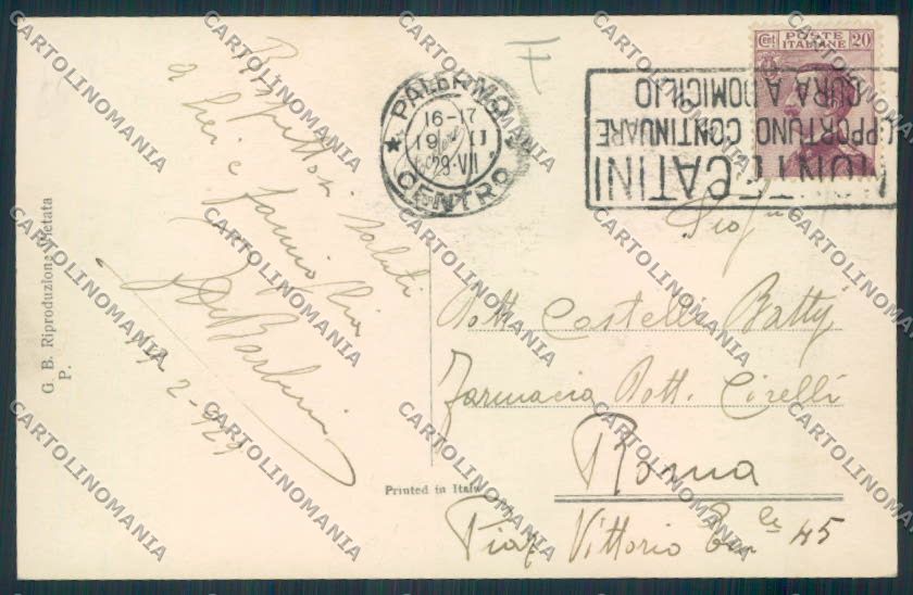 Palermo Città Foto cartolina MV6160 – retro