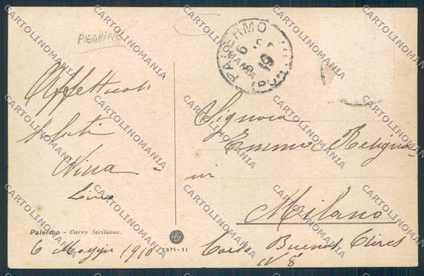 Palermo Carro Siciliano PIEGHINE cartolina MV6270 – retro
