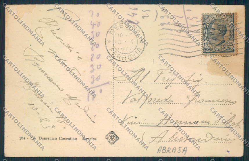 Messina Città ABRASA cartolina MV6308 – retro