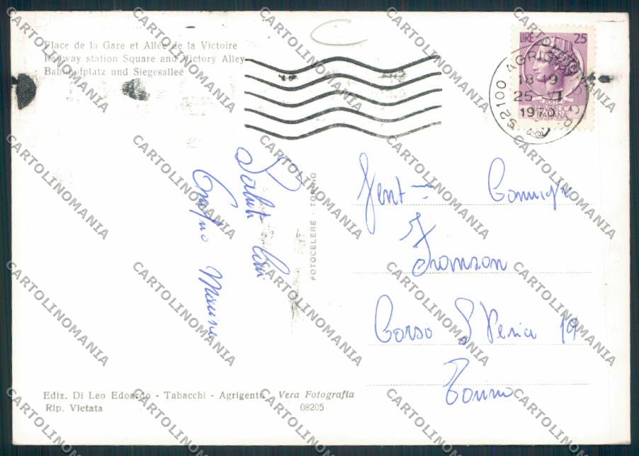 Agrigento Città Corriera Foto FG cartolina MV6495 – retro