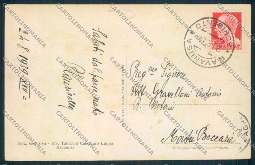Agrigento Ravanusa cartolina MV6496 – retro