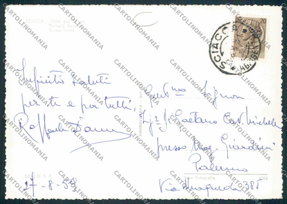 Agrigento Sciacca ADESIVO Foto FG cartolina MV6540 – retro