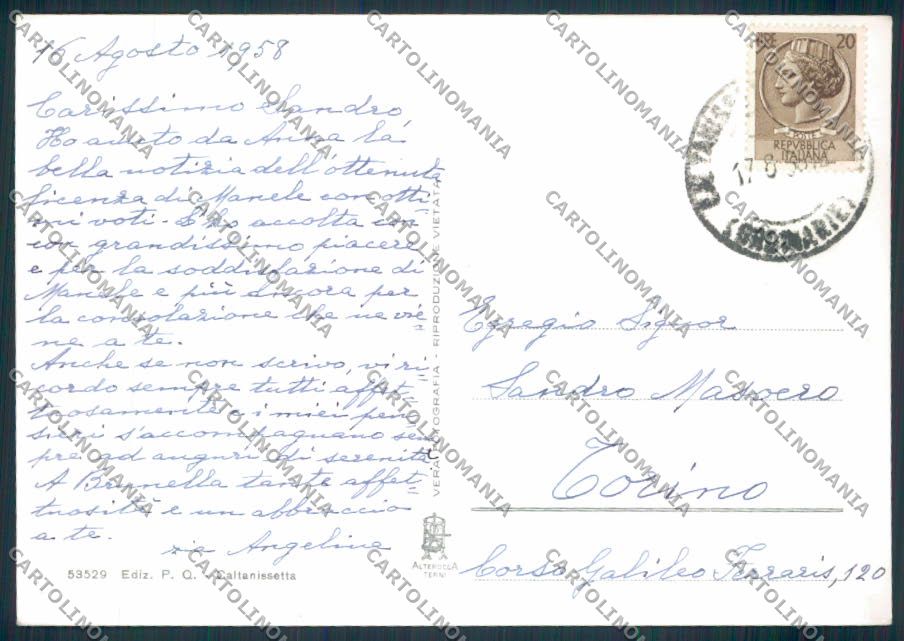 Caltanissetta Città Foto FG cartolina MV6578 – retro