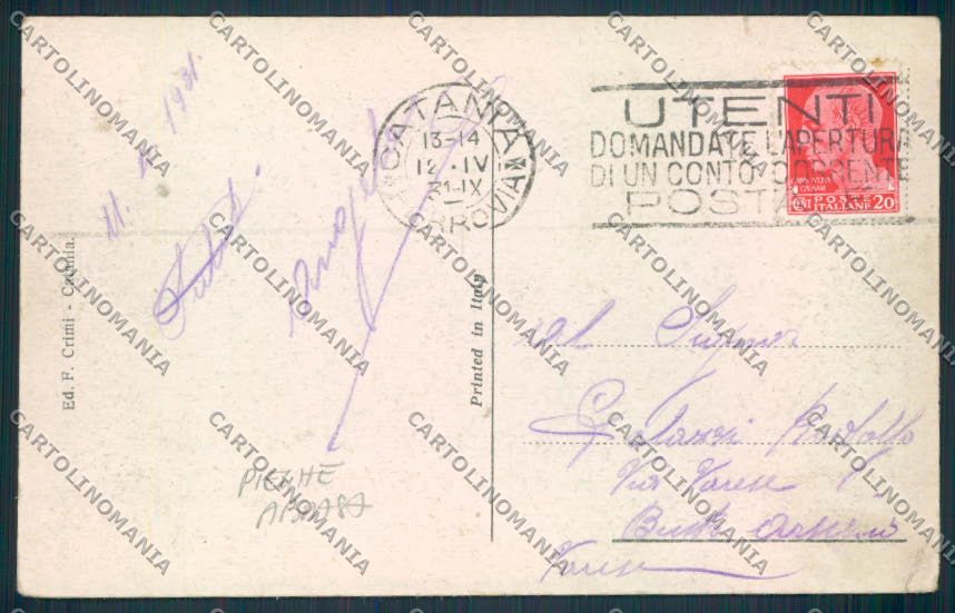 Catania Città PIEGHE ABRASA cartolina MV6603 – retro