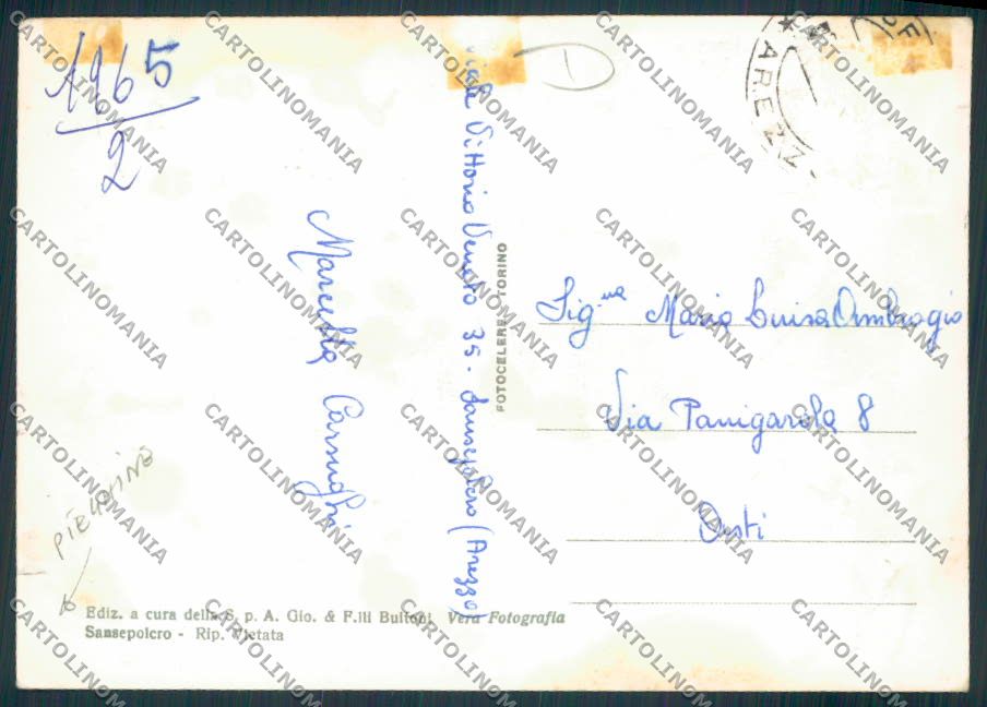 Arezzo San Sepolcro Buitoni PIEGHINA Foto FG cartolina MV7259 – retro