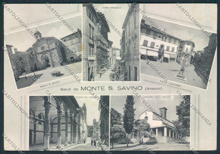 Arezzo Monte San Savino Farmacia PIEGATA FG cartolina MV7262 – fronte