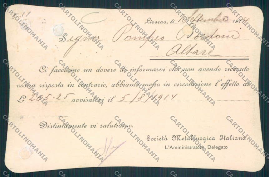 Livorno Città Commerciale SMI RIPARATA cartolina MV7359 – retro
