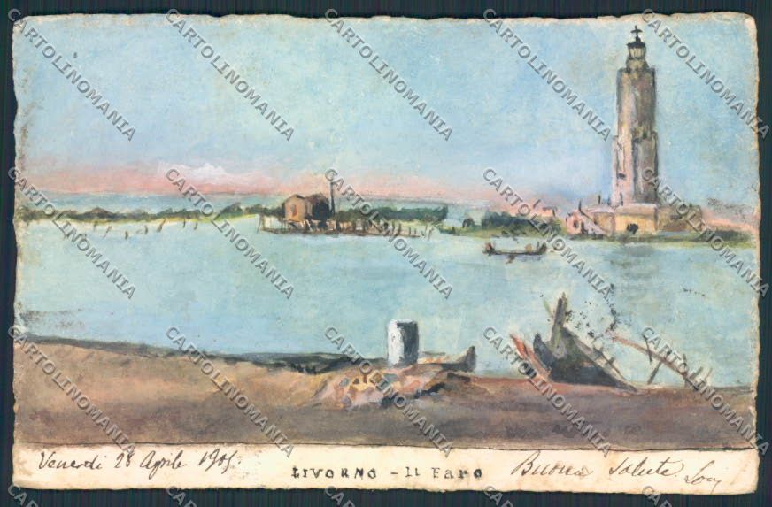 Livorno Città Dipinta Faro PIEGHINA cartolina MV7375 – fronte