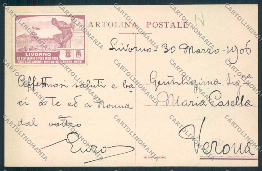 Livorno Città Commemorativa Erinnofilo cartolina MV7447 – retro