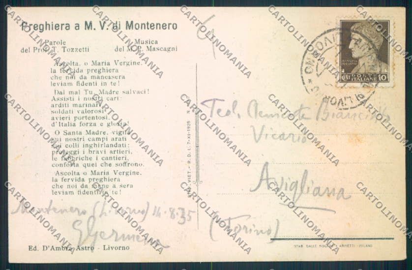 Livorno Montenero cartolina MV7468 – retro
