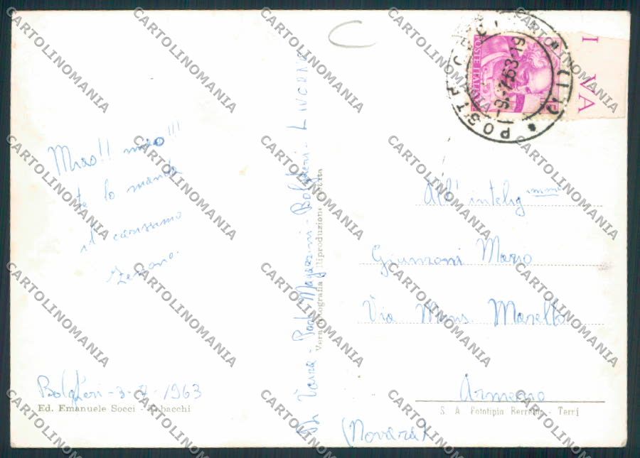 Livorno Castagneto Carducci ADESIVO Foto FG cartolina MV7520 – retro