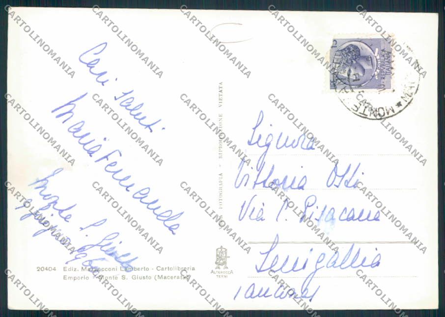Macerata Monte San Giusto Foto FG cartolina MV7885 – retro