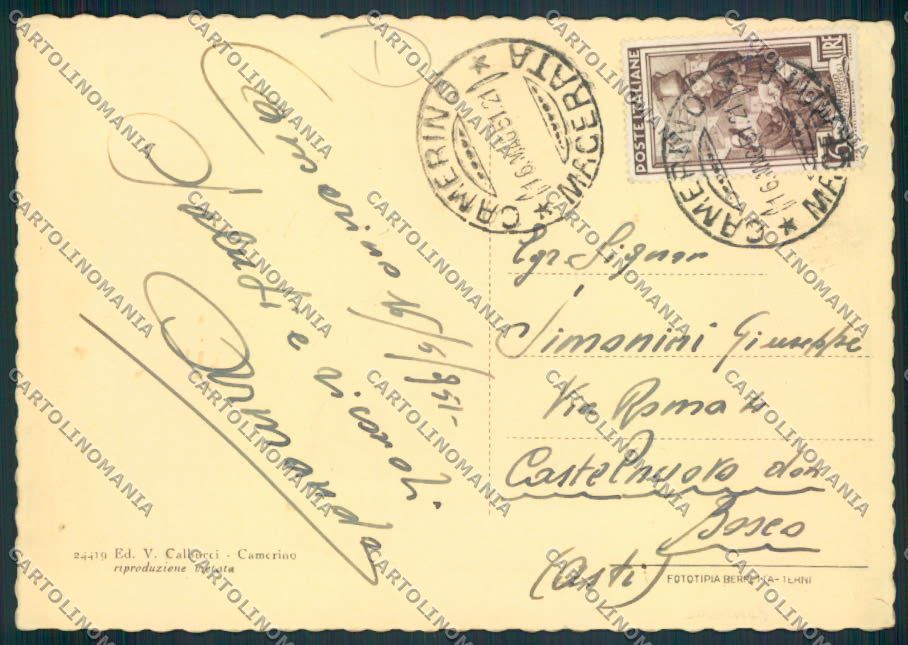 Macerata Camerino FG cartolina MV7908 – retro
