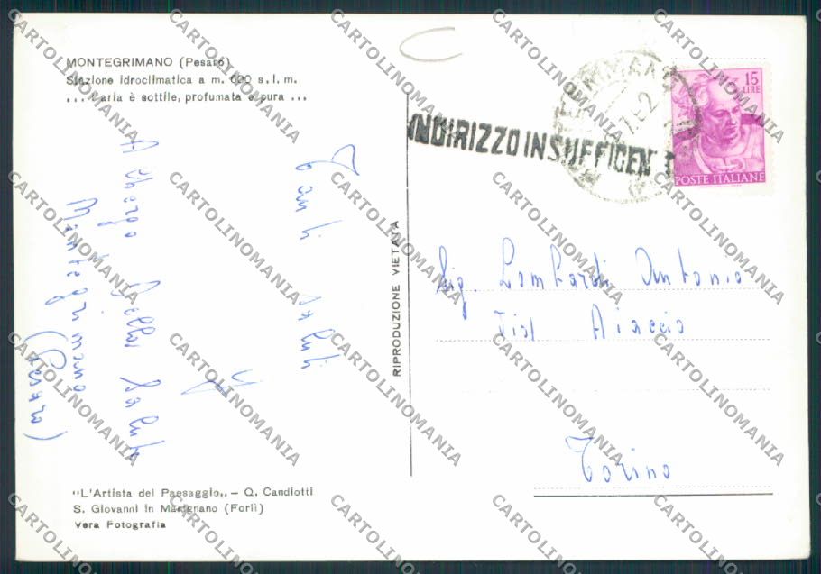Pesaro Montegrimano ADESIVO Foto FG cartolina MV8013 – retro