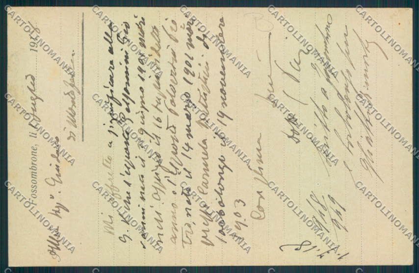 Pesaro Fossombrone Commerciale cartolina MV8105 – retro