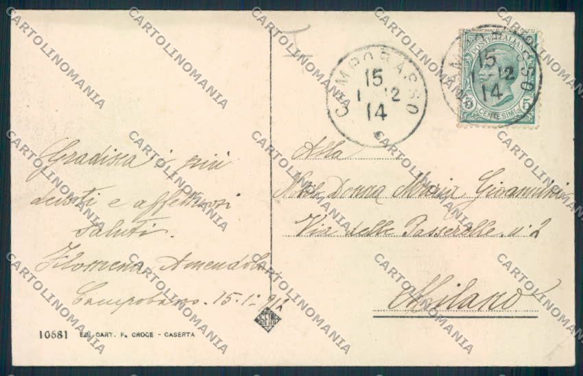 Caserta città SCOLLATA cartolina MV8262 – retro