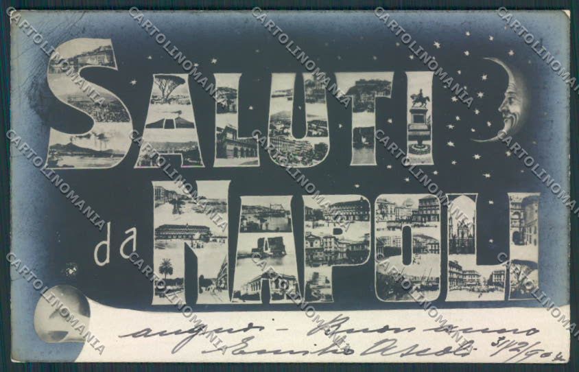 Napoli città Saluti da foto cartolina MV8394 – fronte
