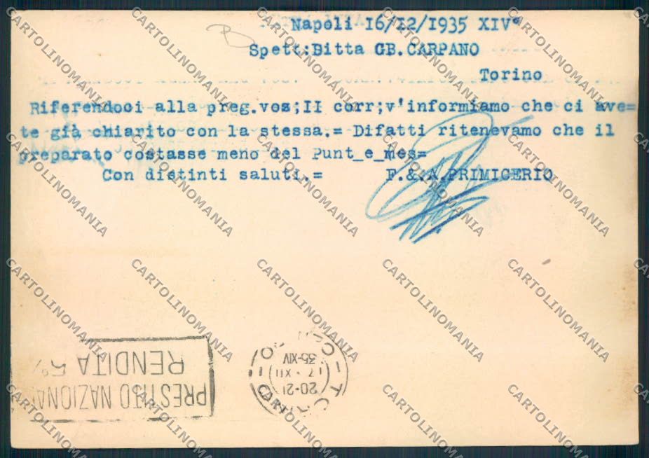 Napoli città Commerciale FG cartolina MV8430 – retro