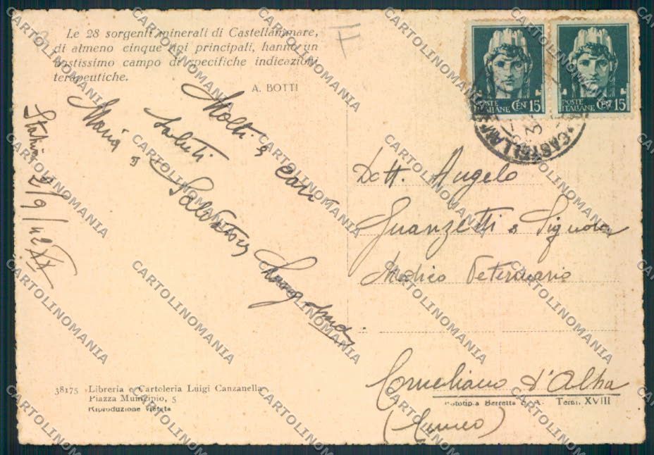 Napoli Castellammare di Stabia PIEGHINA FG cartolina MV8582 – retro