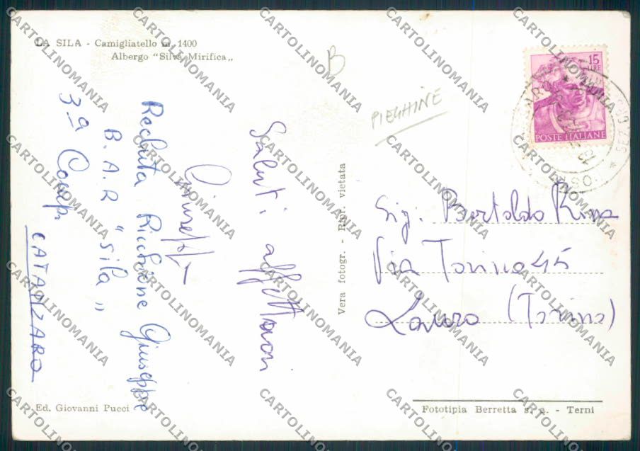 Catanzaro La Sila Camigliatello PIEGHINE FG foto cartolina MV8731 – retro