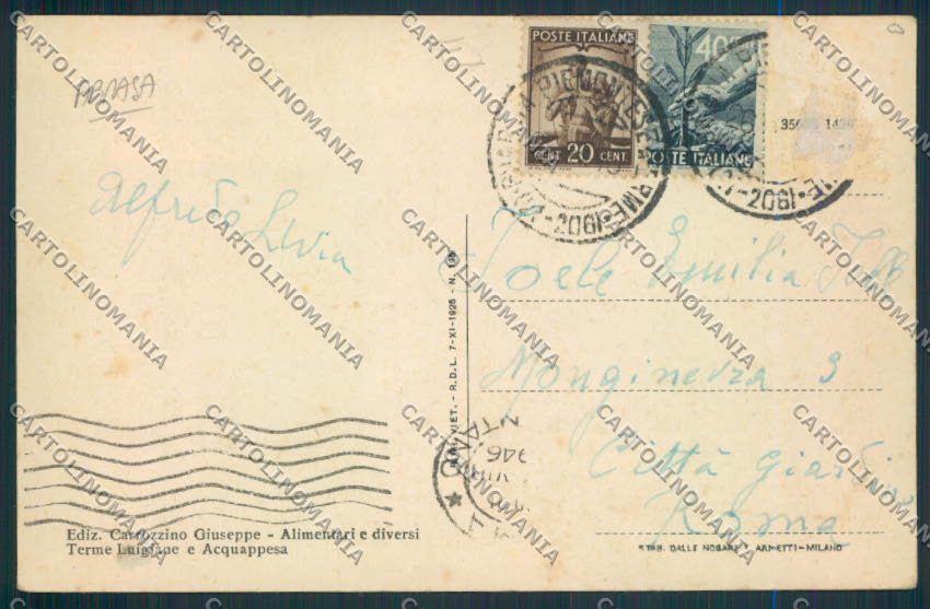 Cosenza Terme Luigiane ABRASA cartolina MV8742 – retro