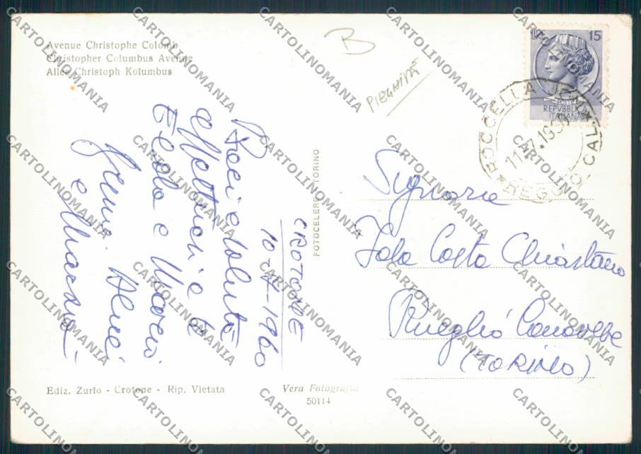 Crotone città PIEGHINE FG foto cartolina MV8764 – retro