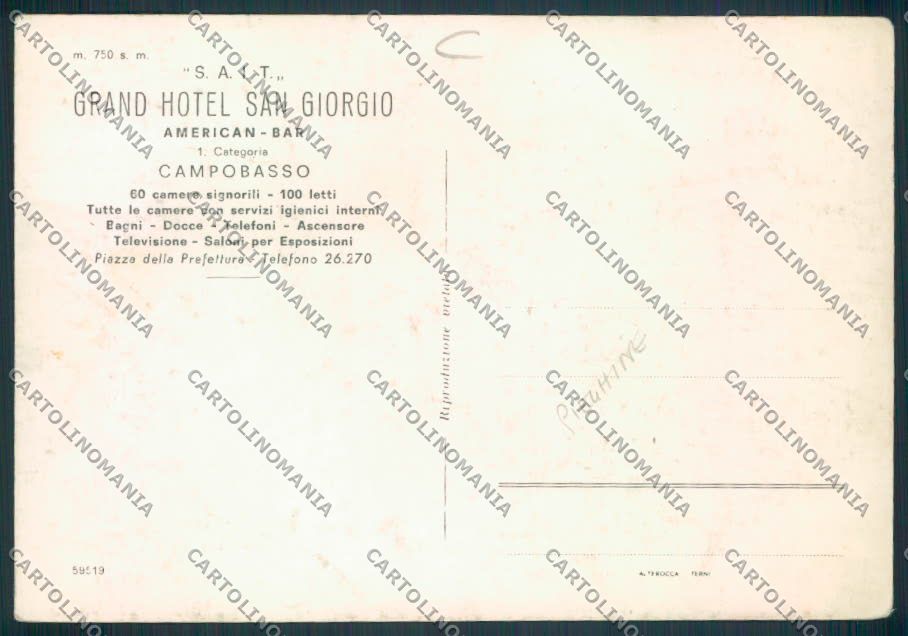 Campobasso città PIEGHINE FG cartolina MV8853 – retro