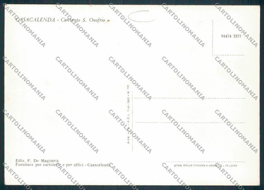 Campobasso Casacalenda FG cartolina MV8877 – retro