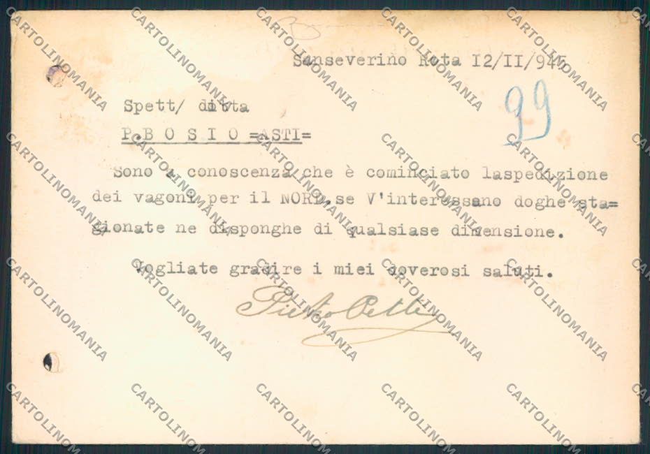 Salerno San Severino Rota Commerciale FORI FG cartolina MV9022 – retro