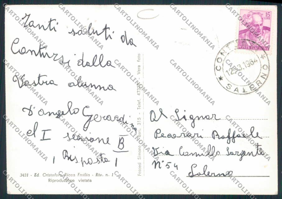 Salerno Contursi ADESIVO FG foto cartolina MV9027 – retro
