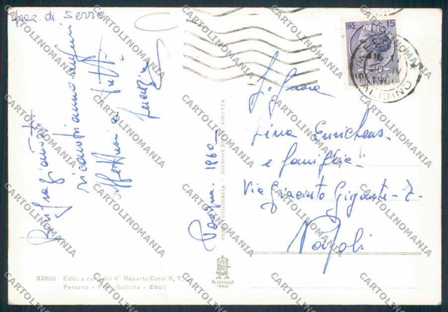 Salerno Persano ADESIVO FG foto cartolina MV9030 – retro