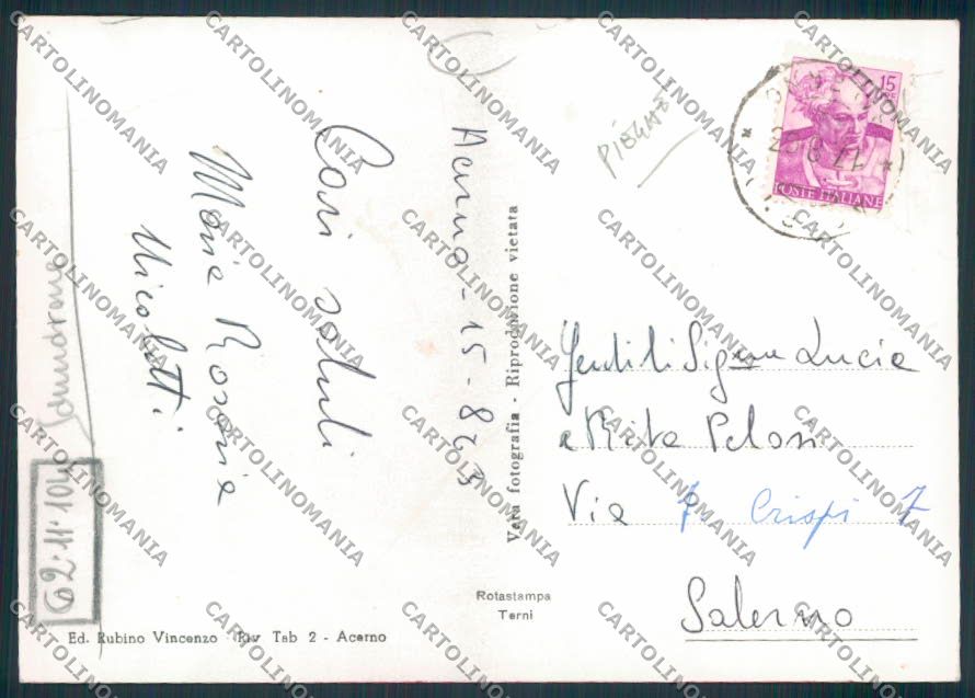 Salerno Acerno ADESIVO PIEGHE FG foto cartolina MV9033 – retro